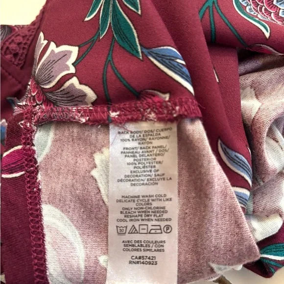 NWOT~Ann Taylor Loft~Floral Lace Trim Purple Plum Sleeveless Blouse~Size XXL~125 - Picture 8 of 9